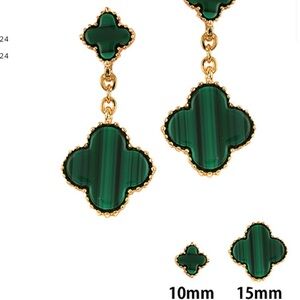 Elegant Green Clover Drop Earrings